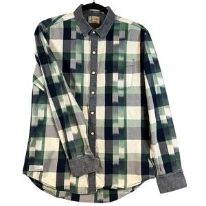 7 Diamonds Shirt Men's Size S Button Shirt Plaid Pearl Snap Western Cowboy Rodeo